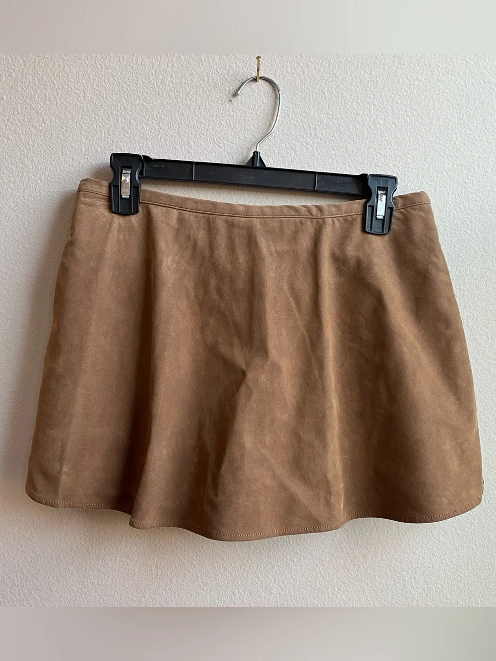 Free People Paradise Found Faux Suede Mini Skort in Camel NWT